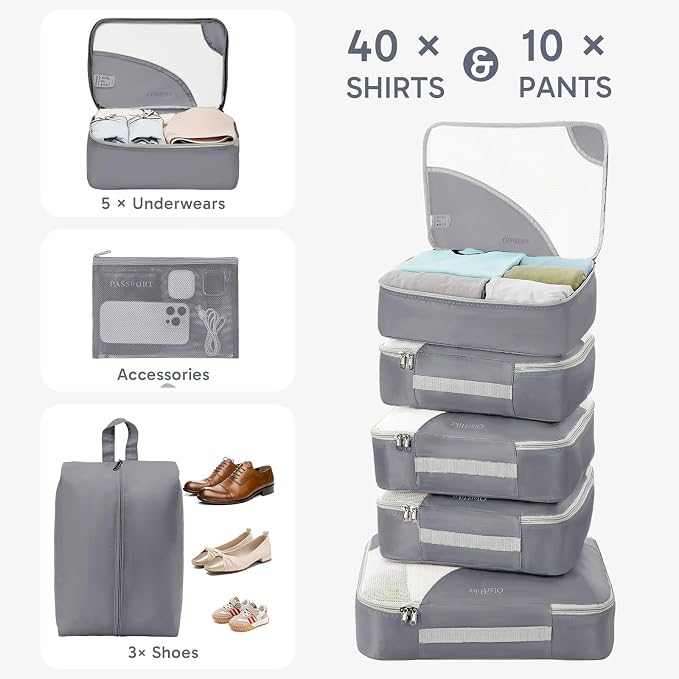 OlarHike 10 Set Packing Cubes for Travel,Gifts for Women Mom,Anti-Tearing Suitcase Organizer,with Over 1000 pcs Mesh Holes,Vacation Essentials & Accessories for Cruise Ship - Image 4