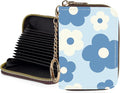 Credit Card Holder for Women,Small Rfid Wallet with Keychain Zipper,Cute PU Leather Card Case Wallet，Accordion Credit Card Wallets Gift,Blue and White Flowers by Unknown