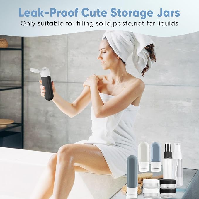 Travel Bottles for Toiletries 18Pack Containers Travel Size Toiletries | TSA Approved Leak Proof Refillable Liqus Shampoo And Conditioner travel Essentials toiletry Bottles Black - Image 6
