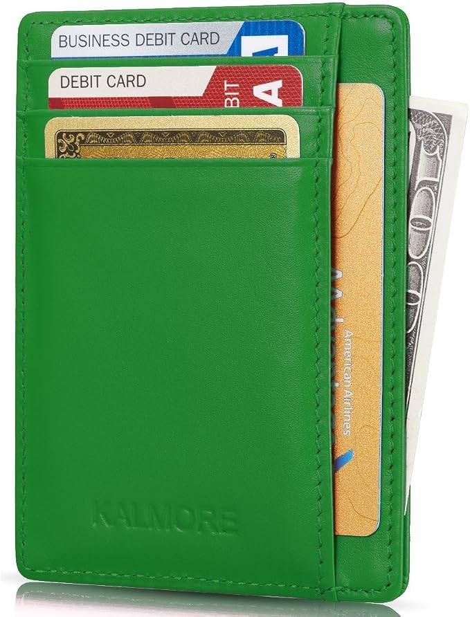 KALMORE Genuine Leather Front Pocket Slim Wallet Credit Card Holder with ID Window by KALMORE