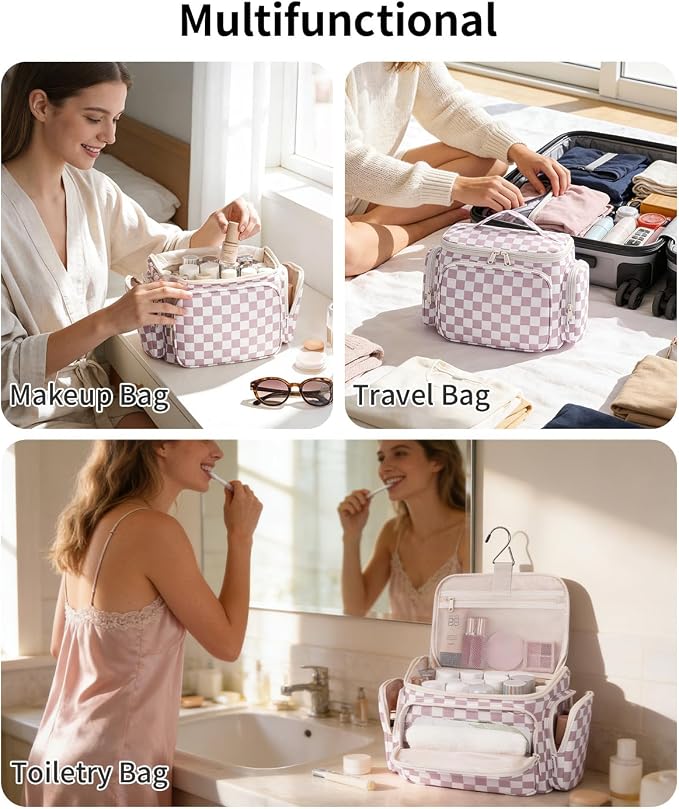Narwey Hanging Travel Toiletry Bag for Women, Large Makeup Cosmetic Bag | Wide Open, Organized Pocket, Dry Wet Separation, Portable Bathroom Travel Bag for Full Size Toiletries, Vivid Pattern, Gifts - Image 9