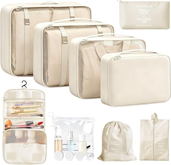 17 Set Packing Cubes for Travel, Luggage Organizer Bags with Travel Size Bottles, Lightweight Suitcase Organizer Bags Set, Travel Essentials and Accessories Packing Cubes for Women Men by CLRDZN