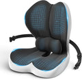 Large Car Seat Cushion with Lumbar Support Pillow for Long Sitting | Hollow Design for Coccyx, Reducing Sciatica Pressure, Tailbone & Lower Back Comfort, Memory Foam Cushion, Non-Slip for Chair by Unknown