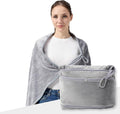Packable Travel Throw Blanket, Light Grey | Soft lightweight wearable travel accessory with carry pouch, airplane blanket, road trips, office naps,outdoor camping by SHINEDOOR