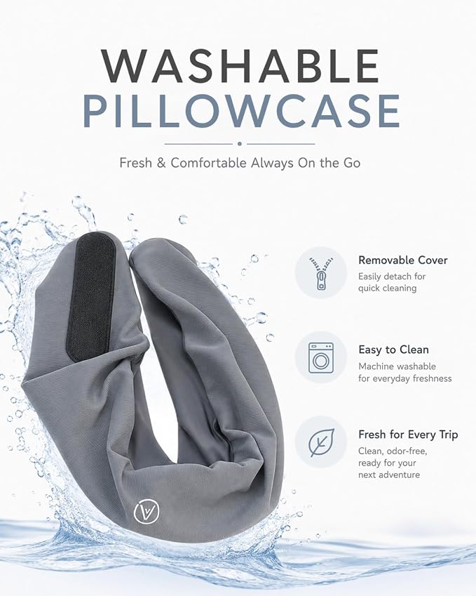 Travel Pillow for Airplane - Memory Foam Neck Travel Pillow with 360° Chin & Neck Support, Dual Raised Sides, Comfortable Breathable Cover, Compact Travel Bag for Long Flights, Car, Train, Sleeping - Image 6
