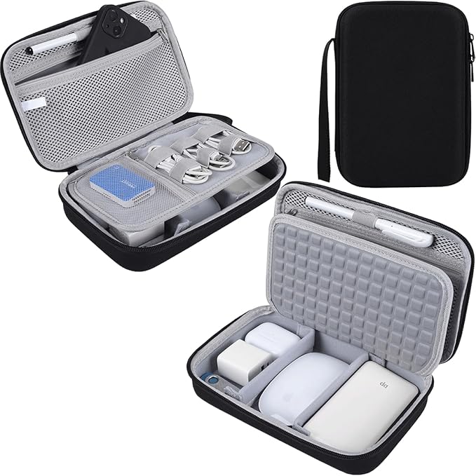 Hard Travel Electronic Organizer Case for MacBook Power Adapter Chargers Cables Power Bank Apple Magic Mouse Apple Pencil USB Flash Disk SD Card Hard Drive Waterproof Shockproof Carrying Bag, Black by Unknown