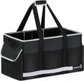 Upgrade Extra Large Utility Tote Bag with Reflective Strip, Standing Reusable Grocery Bags with Hard Bottom & 4 Sided Reinforced, Collapsible Utility Tote with Handles for Shopping, Beach, Car | Upgrade by DSDCDJ