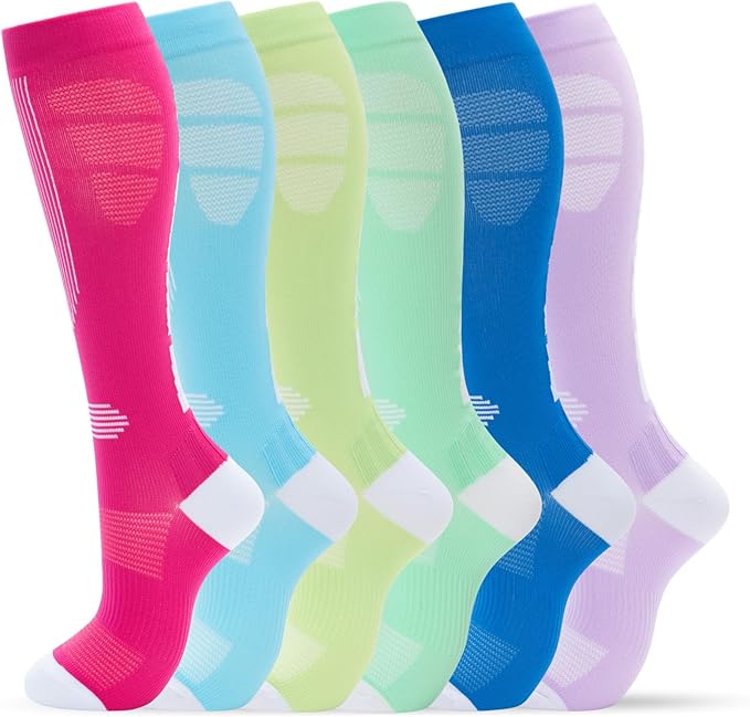 fenglaoda Compression Socks Women Men 6 Pairs, Knee High Best Support Circulation Socks for Running, Travel, Flight, Nurse by fenglaoda