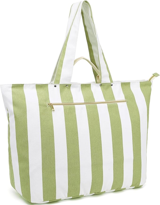 Fammart Beach Bags Waterproof Sandproof for Women, Large Canvas Pool Bag with Leakproof Wet Pocket & Zipper Cruise Essentials by Fammart