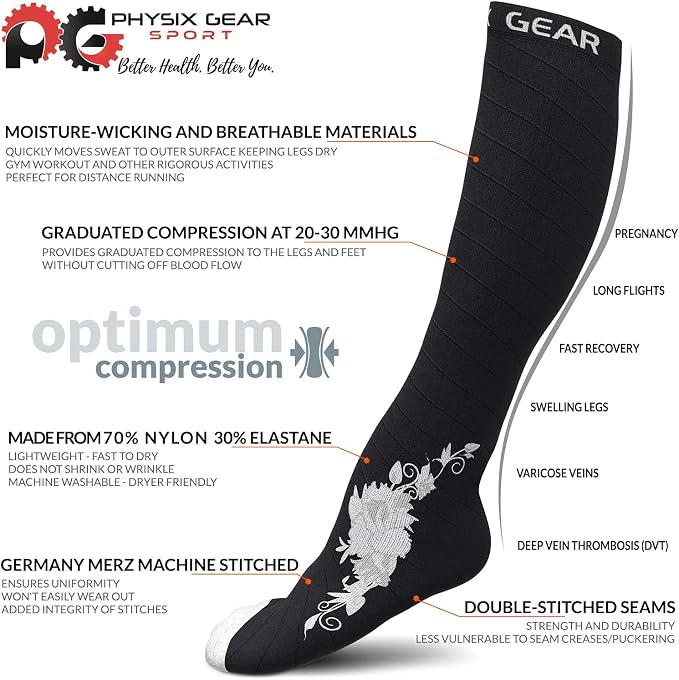 Physix Gear Compression Socks 20-30 mmHg - Men & Women - Running, Nurses, Shin Splints, Flight, Travel - Image 3