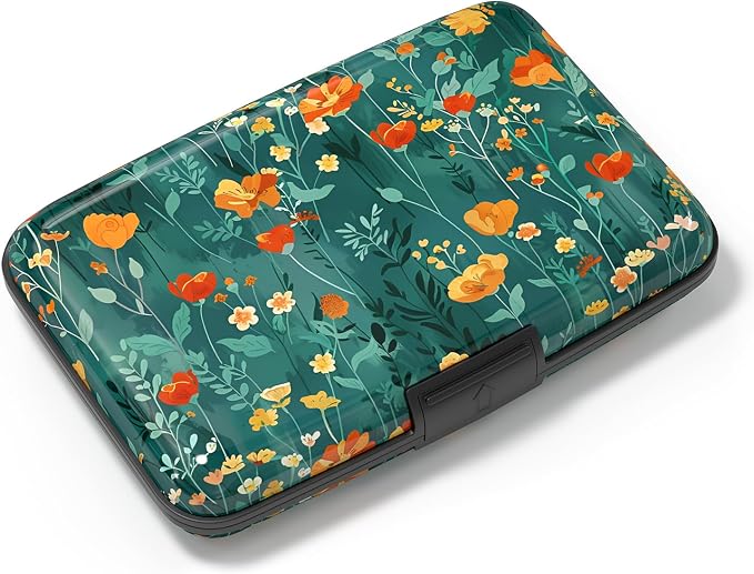 Card Holder Credit Cards Holder for Women RFID wallet women Business Card Holder Wallet Mini Aluminum Card Wallet RFID Blocking Slim Metal Hard Card for Women, Flowers and Plants by Atufsuat