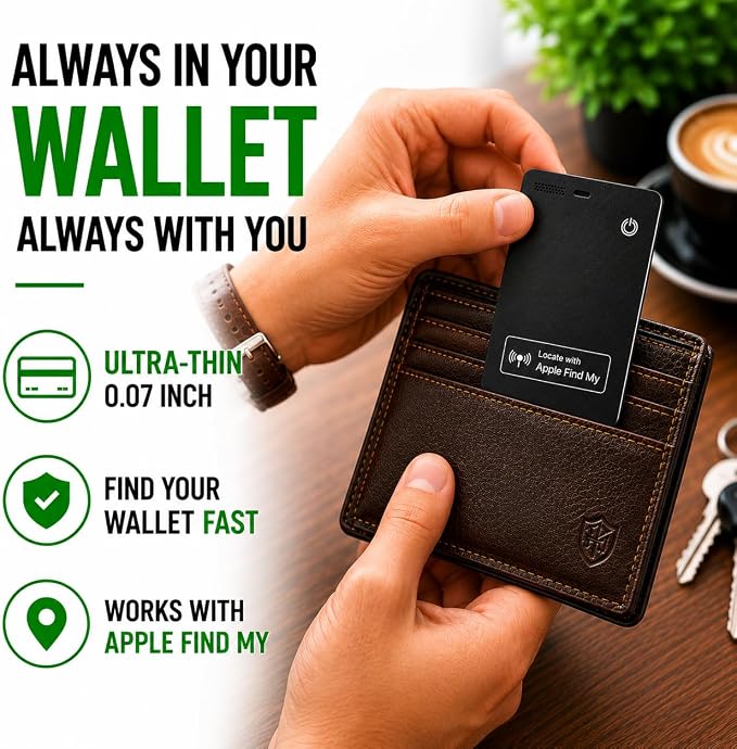 Wallet Tracker Card (2 Pack) - Apple MFi Certified, Works with Apple Find My (iOS Only), Rechargeable Slim Tracking Card & Finder, 6-Month Battery, Item Locator for Purse, Luggage, Passport - Image 5