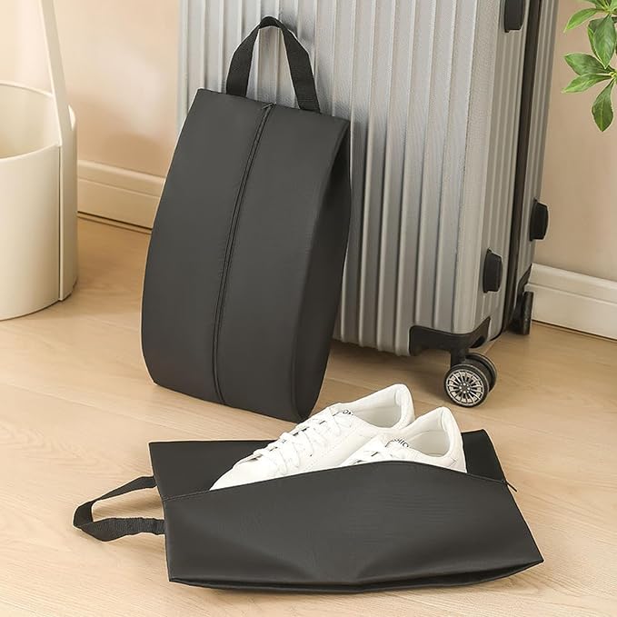 4 Pack Shoe Organizer Set Zippered Shoe Bags with Handles Stylish Portable Nylon Shoe Storage for Travel & Home Ideal Gift for Men & Women (Black, XL) - Image 4
