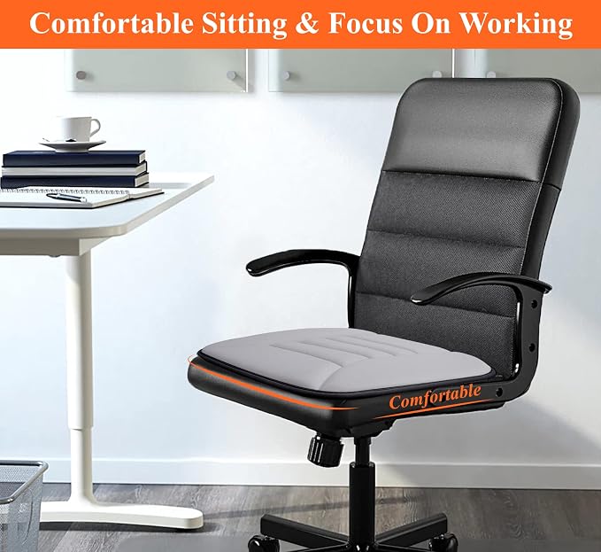 kingphenix Memory Foam Car Seat Cushion for Driver and Office Chair Comfort | 1.2-Inch-Thick Memory Foam Seat Pad, Soft, Breathable Fabric, Non-Slip Silicone Bottom for Long Drives and Office Use, Gray - Image 3
