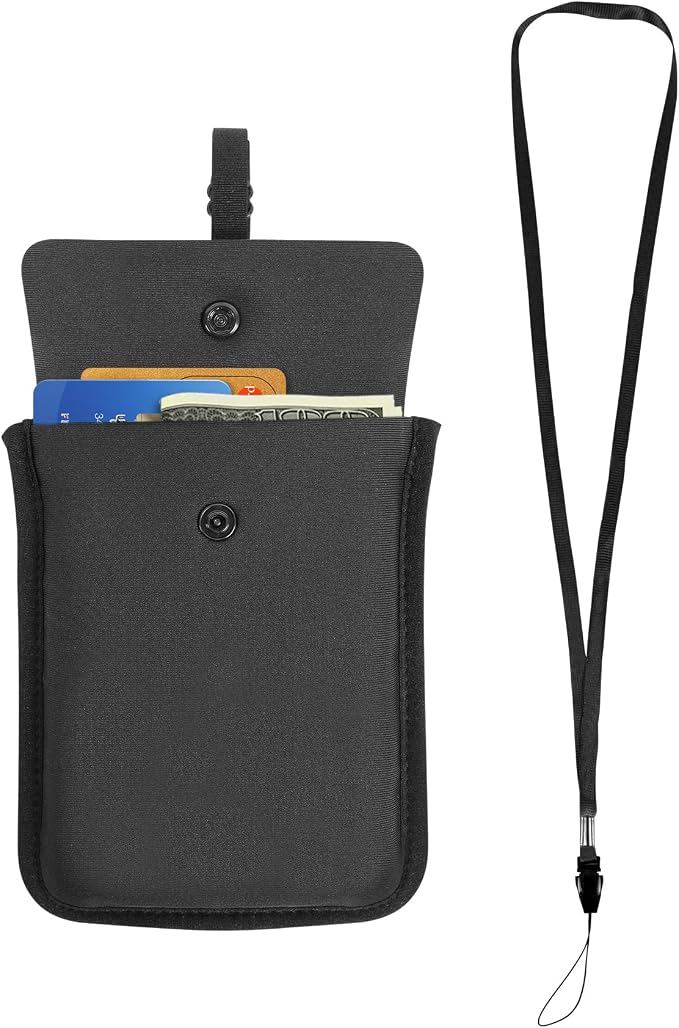 RFID-Blocking Travel Bra Wallet, Hidden Money Pouch with Elastic Strap | Ideal Secret to Pocket Protect Your Credit Cards, Cash and Valuables Under-Clothes, Black, Bamneat by Bamneat