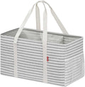LHZK Standing Extra Large Utility Tote Bag with Metal Wire Frame and the Sides Rinforced, Extra Large Tote Bag with Handle, Reusable Grocery Bags Foldable, Beach Bag, Car Tote (Gray) | 22.5×10.5×12 inch by LHZK