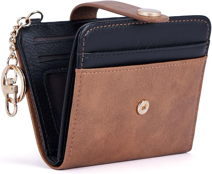 POIUGOYA Slim Wallet for Women,RFID Blocking Bifold Credit Card Holder with Zipper Coin Pocket,ID Window,Keychain by WELCOMEPOIUGOYA