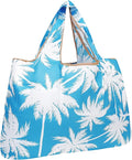 allydrew Large Foldable Tote Nylon Reusable Grocery Bags, Palm Trees in Blue by allydrew