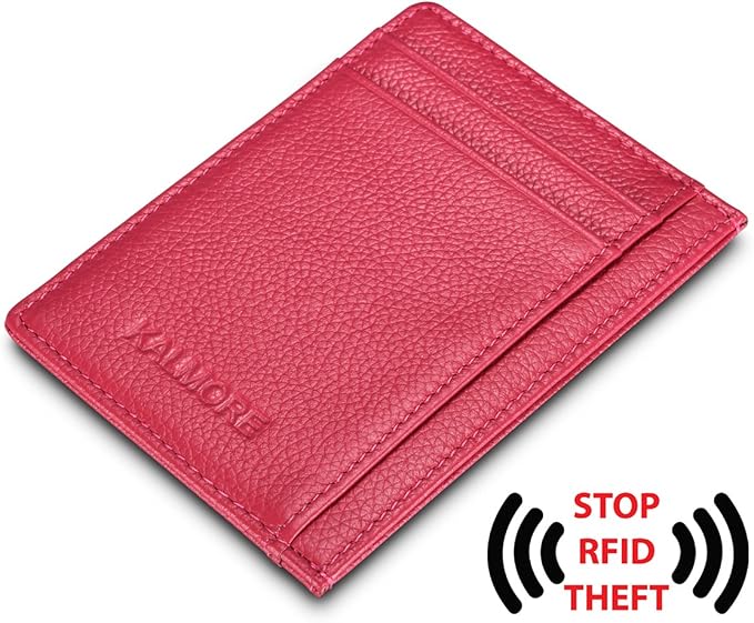KALMORE womens Credit Holder Genuine Leather Slim Minimalist Card Case Wallet, Black With Id Window - Image 3