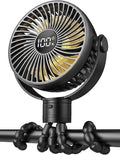 Coohea Portable Stroller Fan, 25H Long-lasting, 4 Speed, Night Light, Black | 4000mAh Rechargeable Battery Powered Fan, Head Detachable 360° Rotate Mini Fan, Easy to Wrap for Car Seat Crib Bike Treadmill by Coohea