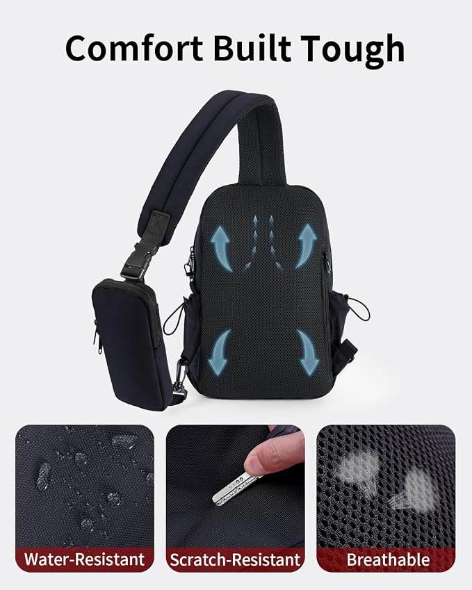 ECOHUB Anti-Theft Crossbody Bag Men Women RFID Blocking Lightweight Sling Backpack Water Resistant for Travel Hiking Outdoor - Image 7