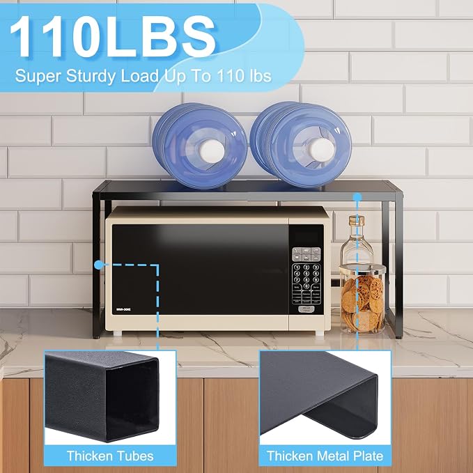 Expandable Metal Storage Shelves, 110LBS Heavy Duty Shelving Units and Storage for Pots Pans Small Appliances, Adjustable Metal Storage Shelf Organizer Rack for Kitchen Cabinets Closet Pantry Garage - Image 3