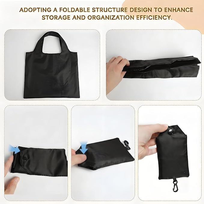 2 Pack Large Foldable Shopping Bag, Reusable Grocery Bag, Navy Blue | Waterproof Nylon, 35 Pounds Weight Capacity, Pocket Size Carrier - Image 2