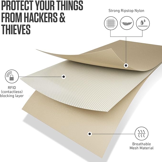 VENTURE 4TH Travel Neck Wallet, RFID Blocking Passport Holder - Sleek Beige - Image 5