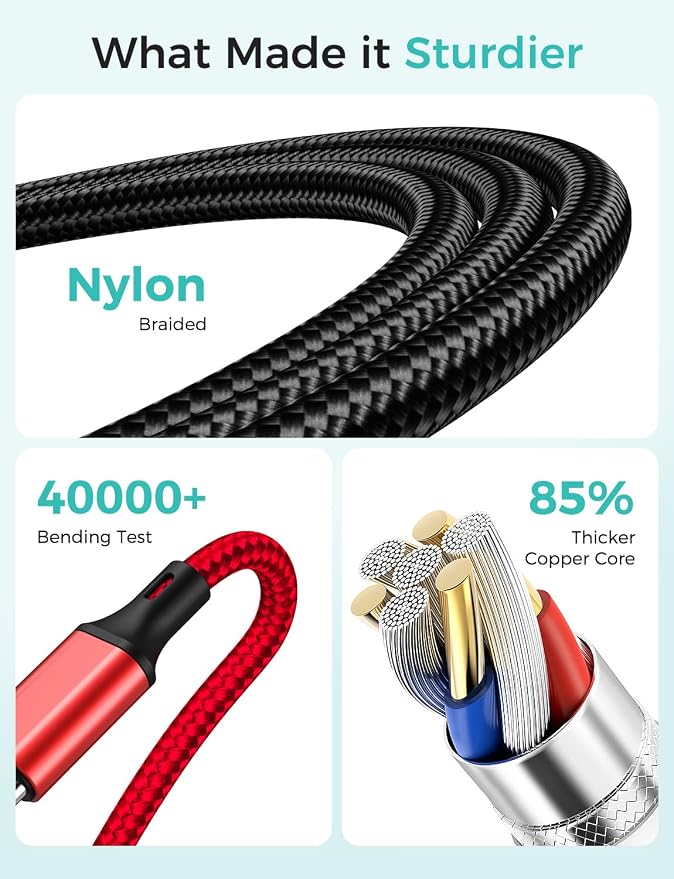 Cruise Essentials 2026,Travel Essentials,4 in 1 for Apple Watch Charger/iPhone Charger/Multi Charging Cable Camping Vacation,USB C/L/Micro Portable Charger for iWatch 11-1/iPhone 17-12,Car-4FT - Image 6
