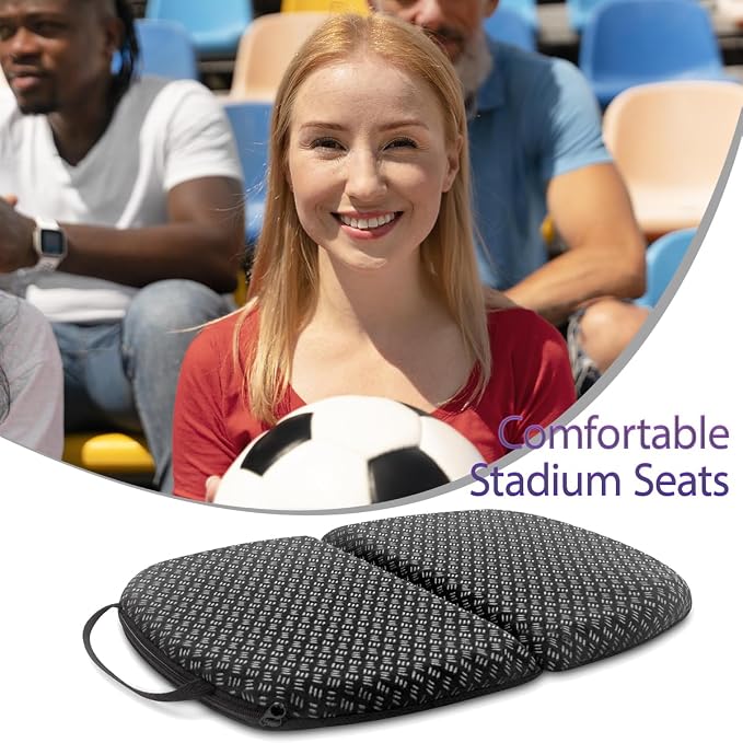 Foldable Gel Seat Cushion for Travel, Portable Chair Cushion of Airy Cooling Gel, Honeycomb Seat Cushion for Stadium & Park Bench, Portable Chair Cushion for Pressure Relief (0.9-Inch Thick, Black) - Image 5