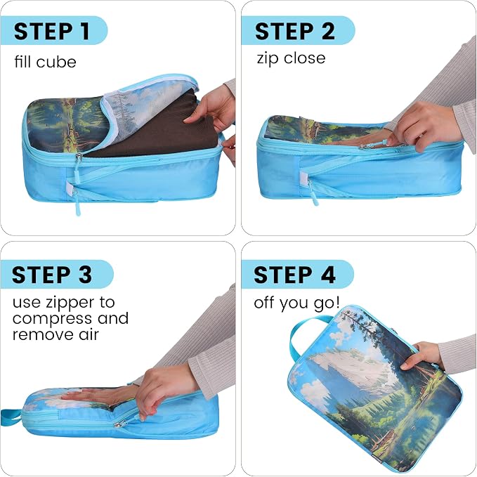 PFEYRPK Lightweight Compression Packing Cubes for Suitcases, Compressible Expandable Travel Packing Organizer with Clear Toiletries and Backpack Bag, Travel Essentials for Carry on Luggage 7 Set - Image 2