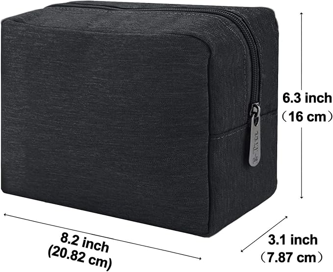 E-Tree Makeup Bag, Big Travel Make up Pouch, Zipper Large Cosmetic Brush Skin Care Case, Toiletry Bags for Traveling Women Man,Tech Electronic Organizer,Small Canvas Storage for Personal Items,Black - Image 3
