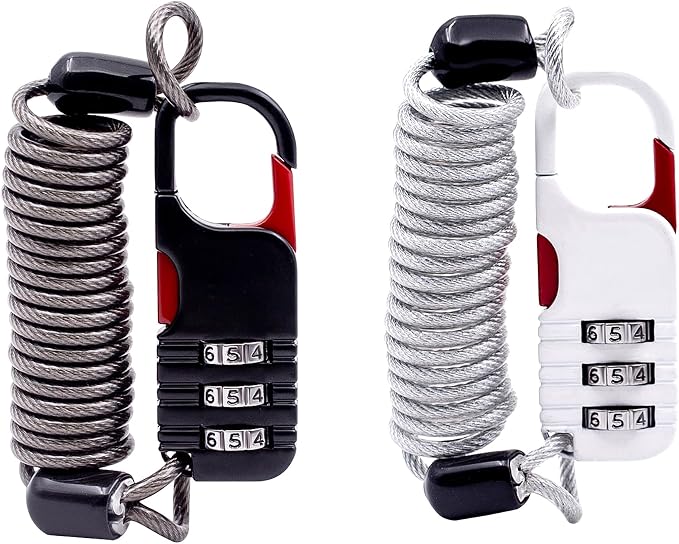 Ski Lock Cable Retractable, Small Cable Travel Locks with Combination, Mini Padlock Combination, for Luggage, Suitcases, Backpack, Snowboard, Ski Gear, Bike, Motorcycle Helmet Anti Theft by SpecializeinCombinationLock