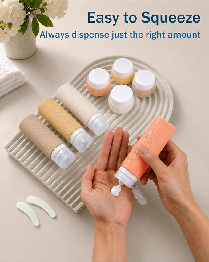 Redfly 13-Piece TSA-Approved Travel Size Bottles for Toiletries, Leak proof | Travel Size Containers, BPA-free silicone, clear toiletry bag, under 3.4oz, wide mouth,travel essentials for shampoo, lotion - Image 2