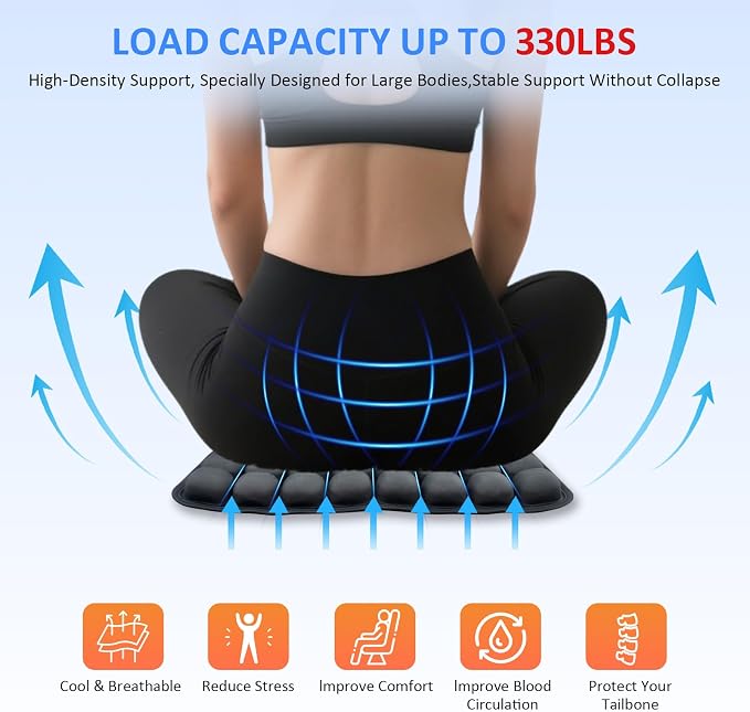 Travel Seat Cushion, Airplane Seat Cushion for Long Flights, Easy to Carry, 3D Inflatable Cushion for Wheelchair, Travel,Driving,Office Work - Image 4