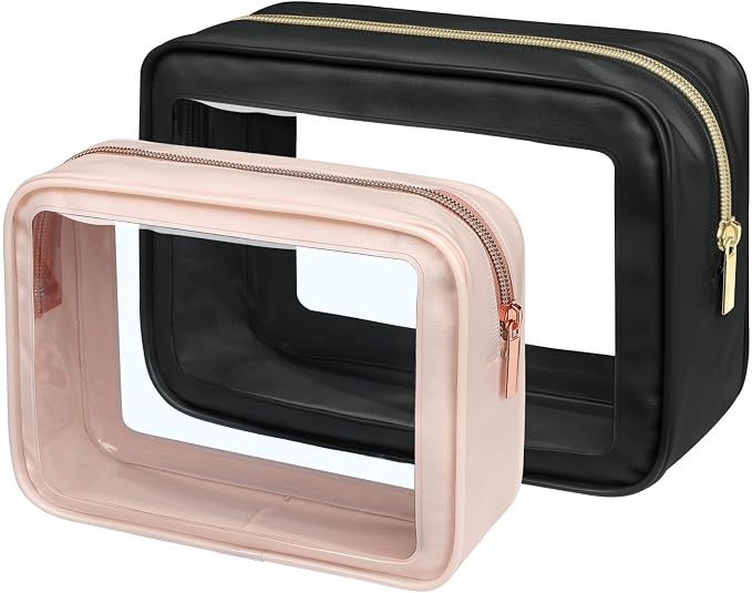 Clear Makeup Bag Foldable - TSA Approved Toiletry Bag for Travel | Metal Zipper, Reinforced Seam, Water Resistant, Medium for Carry-on, Large for Checked Luggage, for Car Storage Organizer by Packism