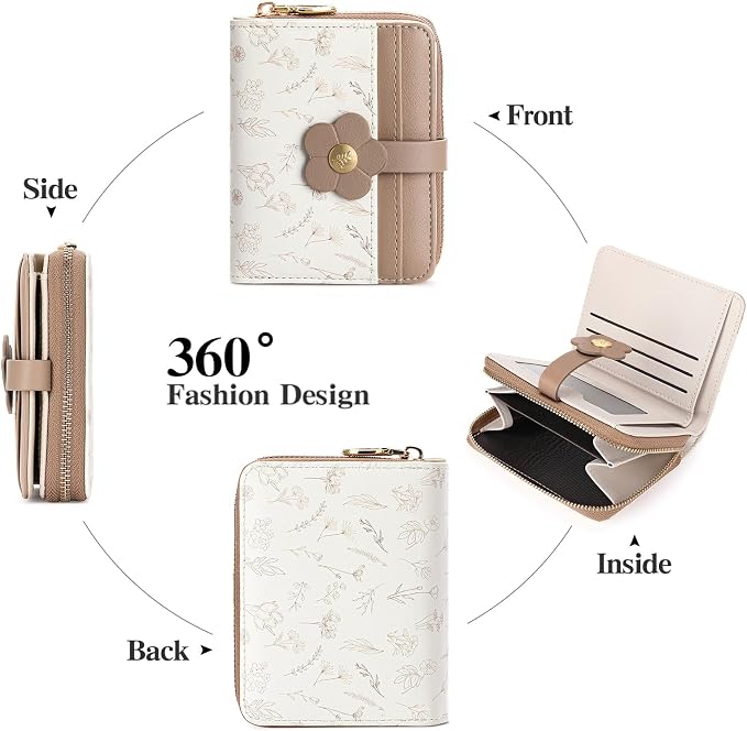 Small Wallet for Women Rfid Bifold Leather Card Holder Wallet With Zipper Pocket - Image 3