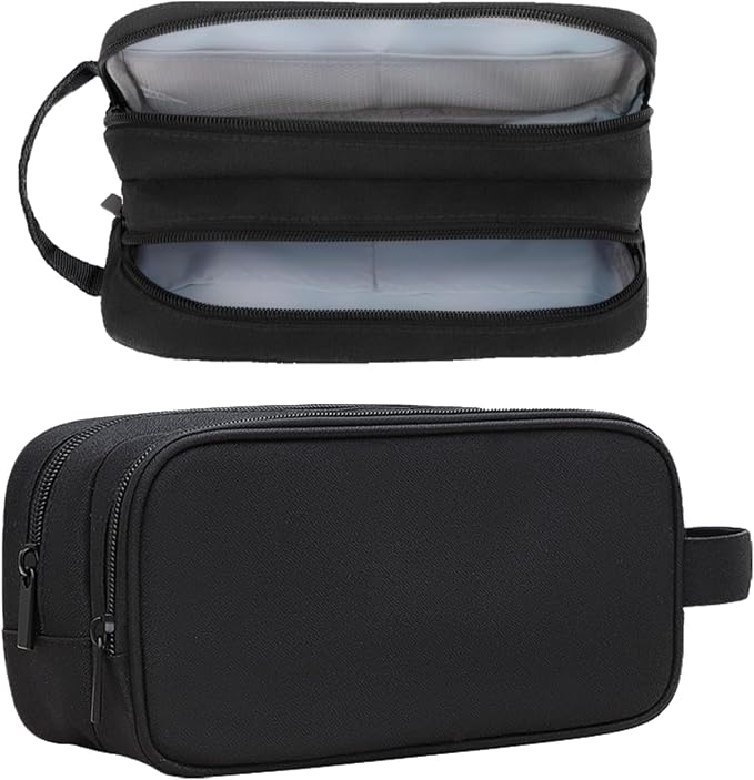 Teskyer Double Layer Cable Organizer Bag, Travel Tech Pouch, Black | Elastic Bands Organization, Water Resistant Fabric, Multiple Compartments, Padded Protection, Travel and Office Use by TESKYER