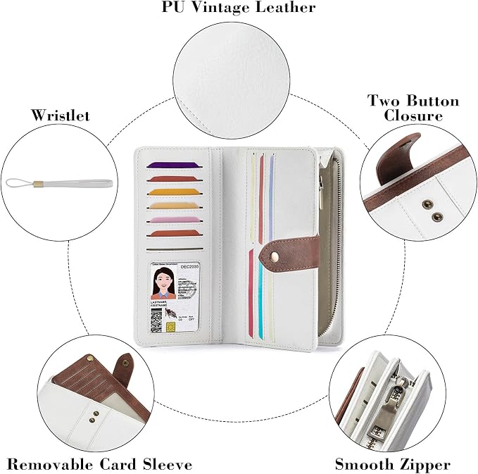 Wallets for Women Trifold Wristlet Wallets Large Capacity RFID Blocking Ladies Purse Credit Card Holder - Image 3