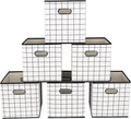 Yunkeeeper storage bins Cubes, Fabric Cube Organizer with Handle, Foldable Cube Bins for Cloth or Accessary Storage, 11x11x11, Set of 6, (White grid) by Yunkeeper