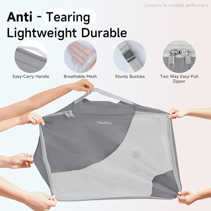 OlarHike 9 Set Packing Cubes for Travel,Gifts for Women Mom,Anti-Tearing Suitcase Organizer,with Over 1000 pcs Mesh Holes,Vacation Essentials & Accessories for Cruise Ship - Image 4