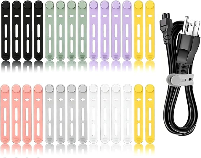 Silicone Cable Ties Reusable, Multipurpose Cable Management Organizer, Adjustable Fastening Cable Straps with Locking Buckles, High Elasticity Cord Organizer, Travel Essentials, 7 Colors by Unknown