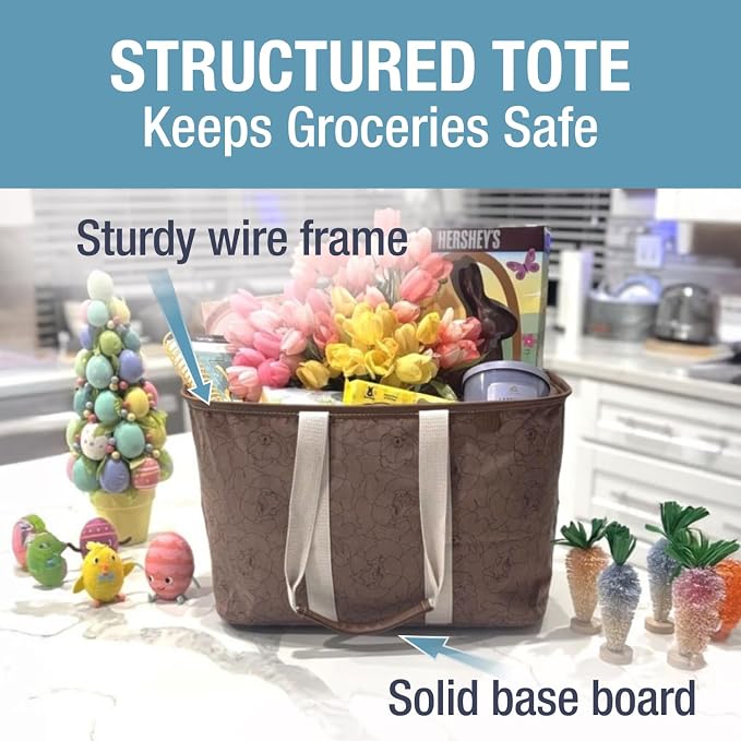 CleverMade Collapsible Tote LUXE, 30L Structured Tote Bag with Handles | Pack It All Without the Floppy-Bag Fight | Steel Rim Stays Open, Soft Grips Carry 30 lb, and Tote Folds to 1.5 Inches - Image 3