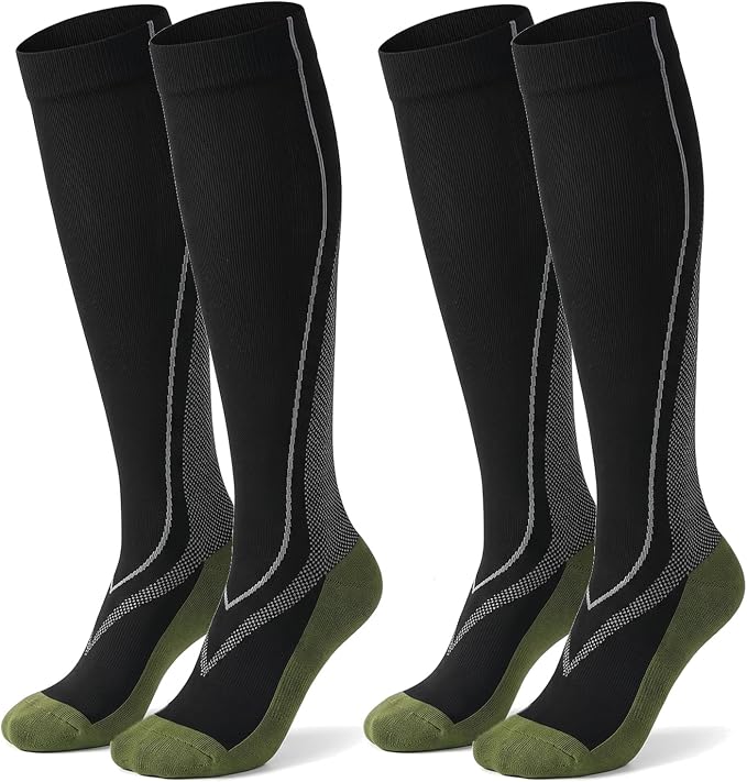 2 Pairs Compression Socks for Women & Men Knee High Nurse Pregnant Cute Medical Running Travel Athletic by Unknown