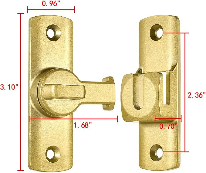 3 Pcs Gold 90/180 Degree Flip Lock,Aluminum Alloy Barn Door Latch | Right Angle Door Lock Latch,Sliding Door Latches,Flip Gate Latches,for bedroom,garage,drawer,cabinet,window,pet enclosures - Image 2