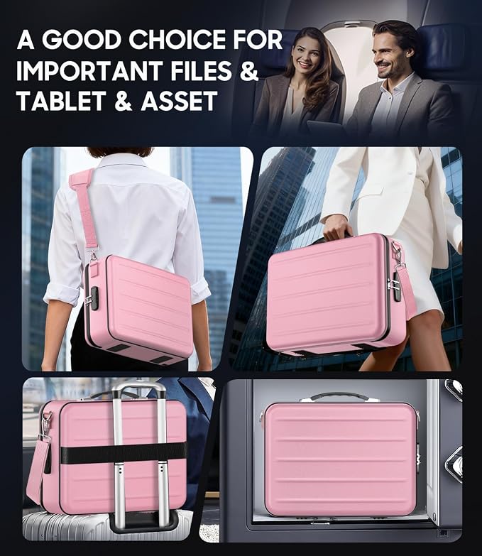 Fireproof Document Box with Lock, Hard-Shell Fireproof Safe Box | Fire proof Lock Box for Home Documents, Portable Travel Fire Proof File Box for Passport Laptop Certificates, Rose Gold - Image 5
