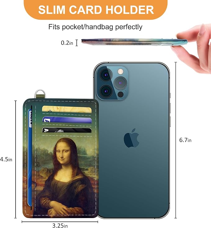 SEAVILIA Credit Card Holder for Women, Mona Lisas Smile RFID Wallet Women, Slim Minimalist Front Pocket Card Holder, Cute Thin Travel RFID Blocking Card Case, Small Wallets Woman Gifts Girls - Image 6