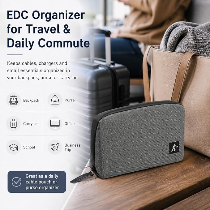 simtoper Electronic Organizer Travel Case – Waterproof Cable Bag for Cord, Charger, Hard Disk, Power Bank – Small Tech Storage for Travel, Backpack, Business Trip, Airplane - Image 7