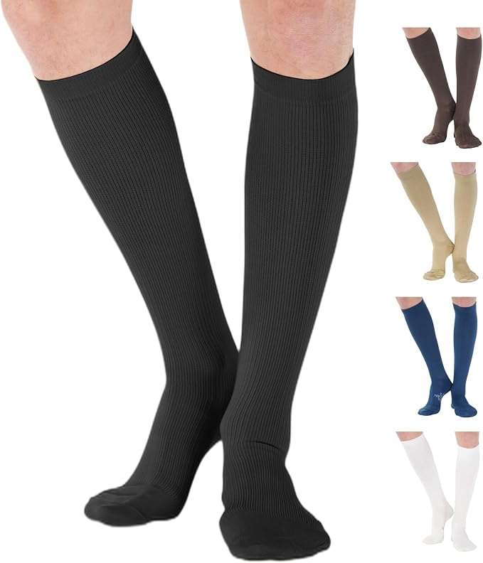 ABSOLUTE SUPPORT Cotton Knee High Compression Hose 20-30mmHg | Made in USA opaque dress socks, men & women, for varicose veins, circulation, swelling, pregnancy, leg pain, travel, A105 by AbsoluteSupportCompressionSocks