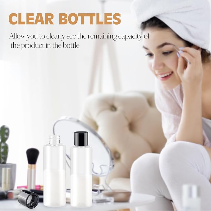 150ML/5OZ Travel Size Toiletries, 6 Pack Travel Size Containers | Double Leak Proof & Refillable Plastic Travel Bottles for Shampoo, Lotion, Body Wash with 6pcs Labels (Clear) - Image 7